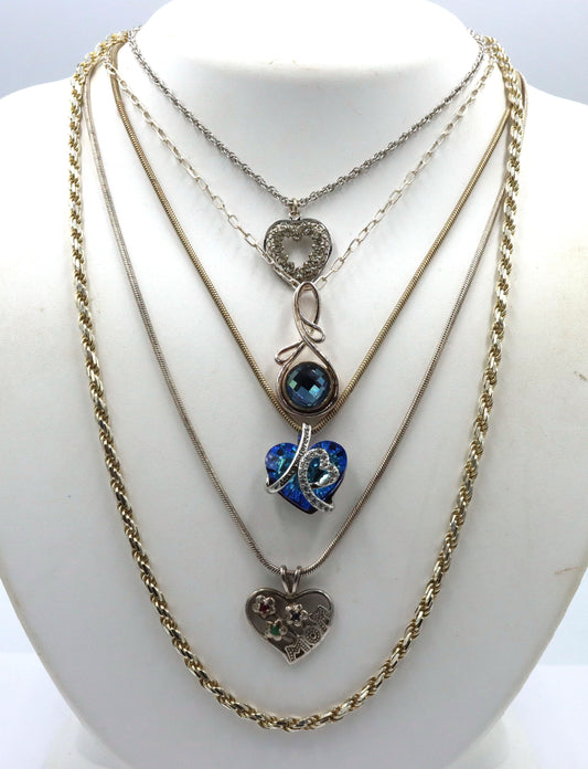 Group lot of 5 Vintage 925 sterling silver necklaces