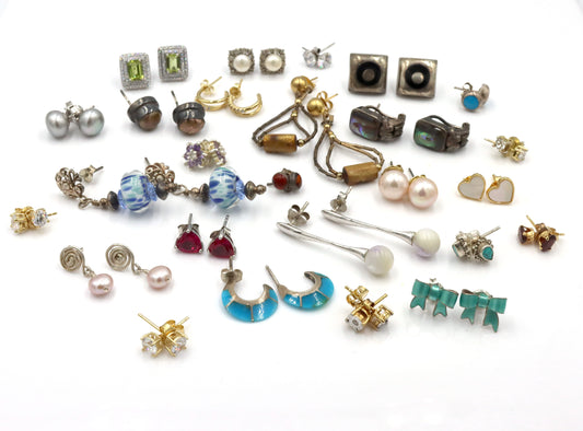 Vintage 925 sterling silver group lot of earrings