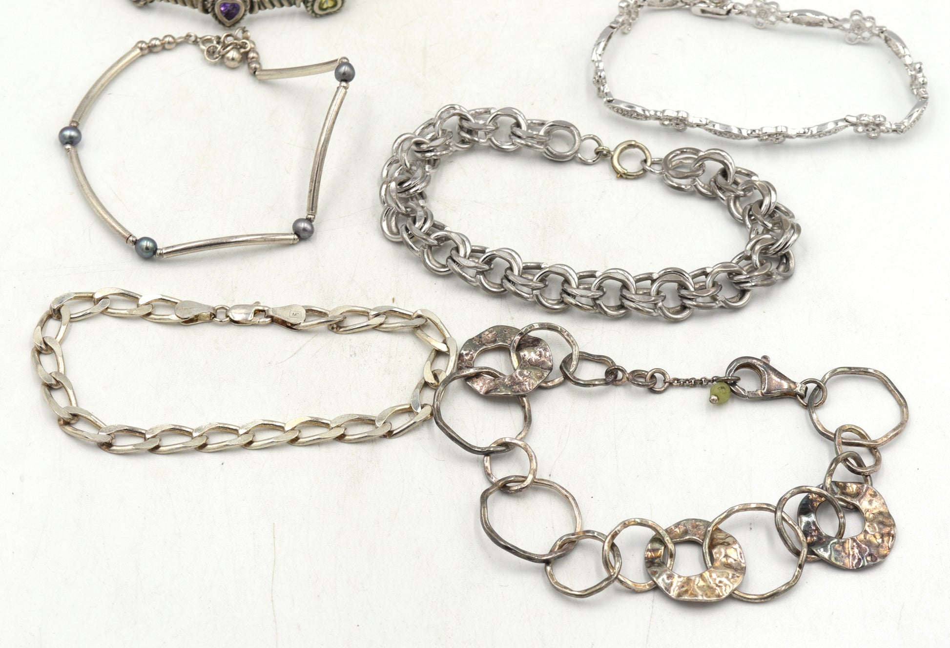 Group lot of 7 Vintage 925 sterling silver bracelets