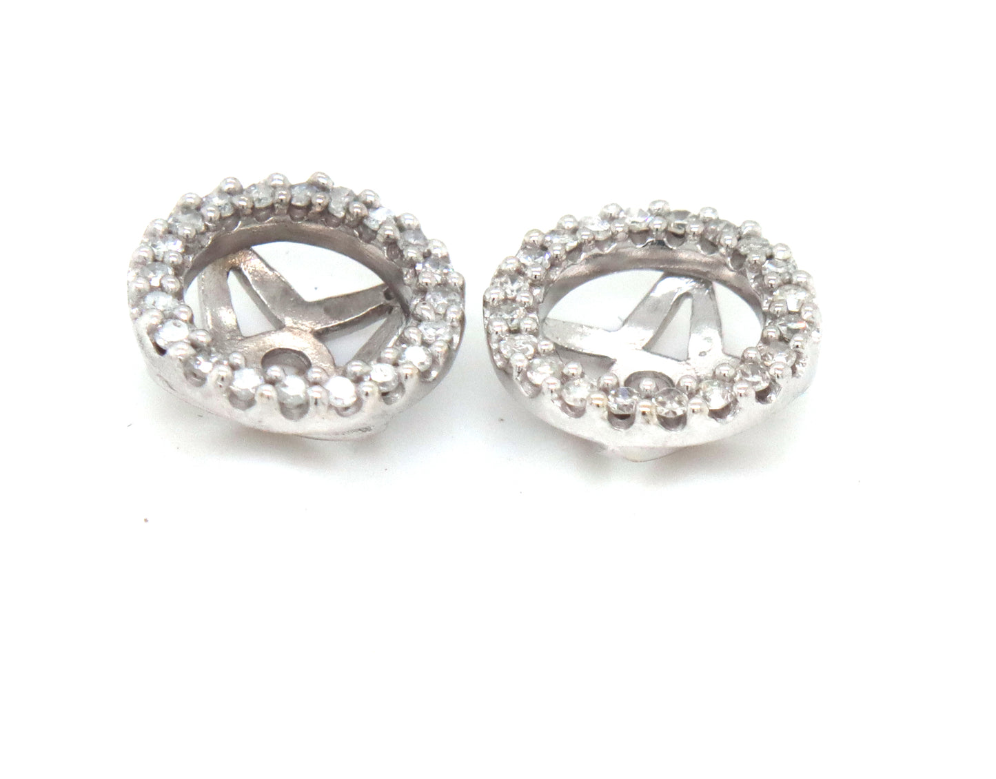 10kt White gold 0.25ctw round diamond halo earring jacket