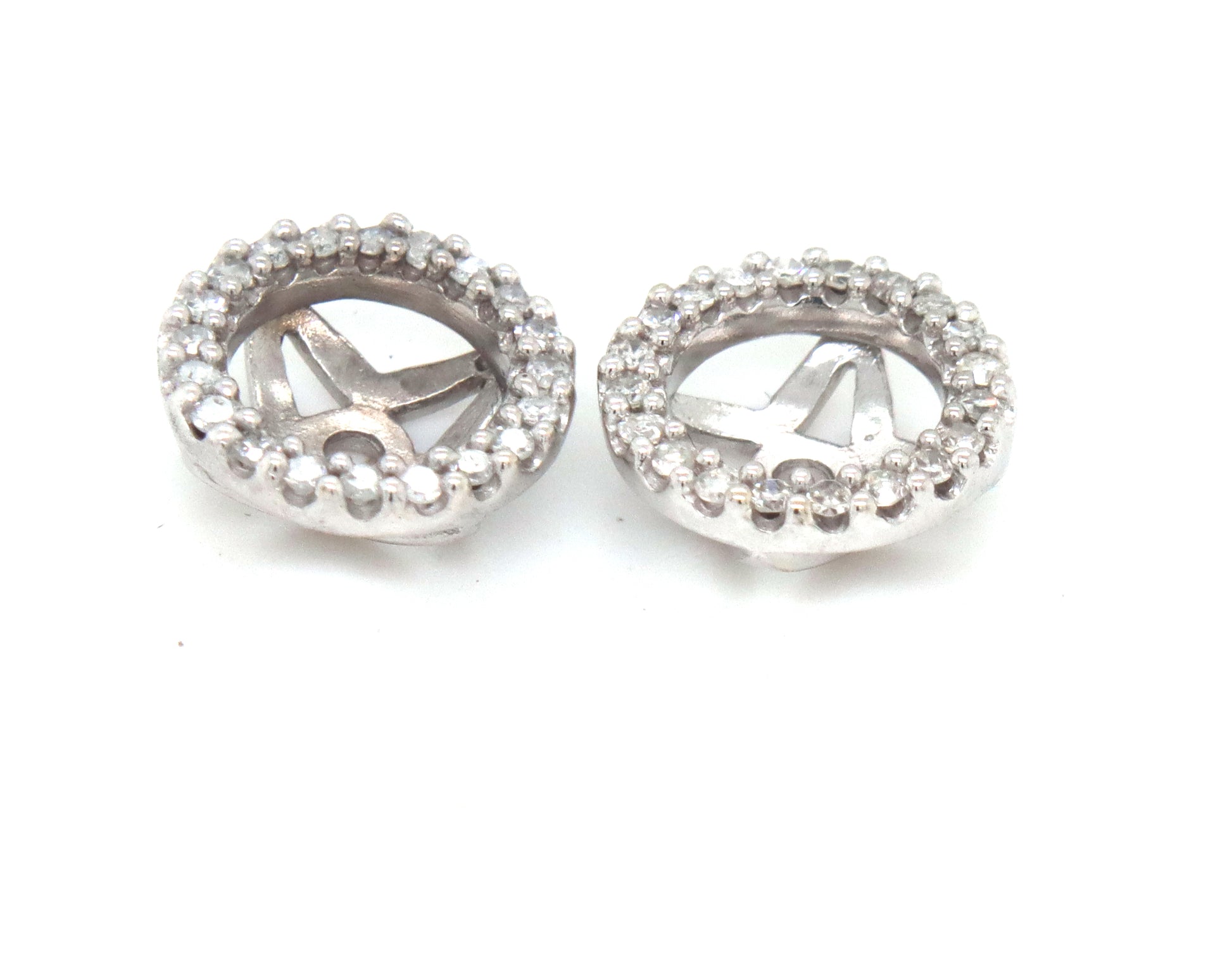 10kt White gold 0.25ctw round diamond halo earring jacket