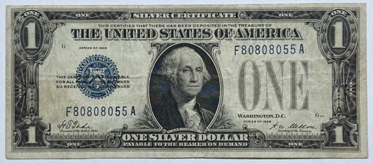 1928 $1 Silver Certificate (Funny Back) Fr. 1601 Blue Seal Circulated Example