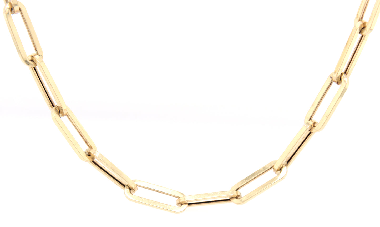 Italian 14kt Yellow gold paper clip chain necklace