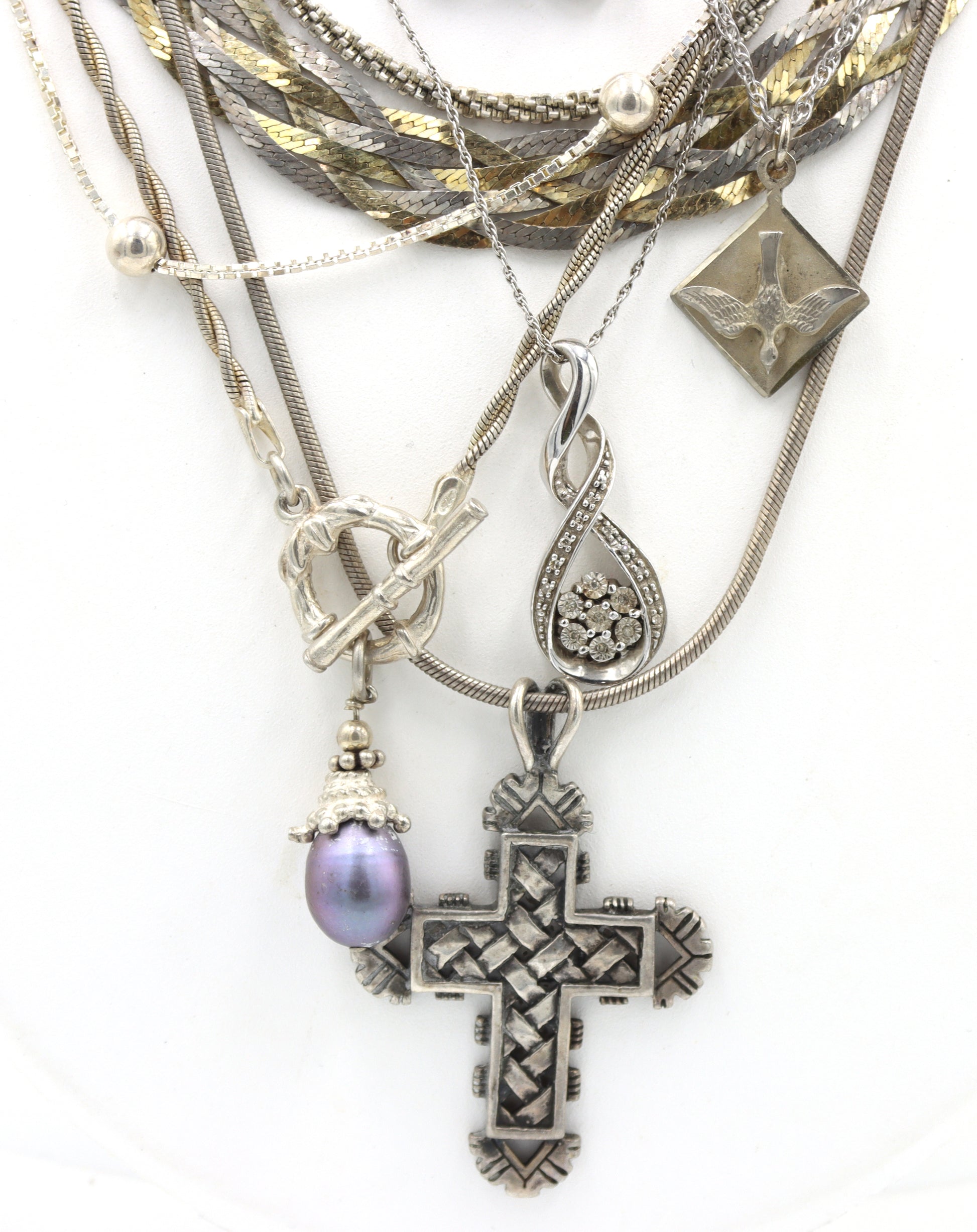 Group lot of Vintage 925 sterling silver necklaces