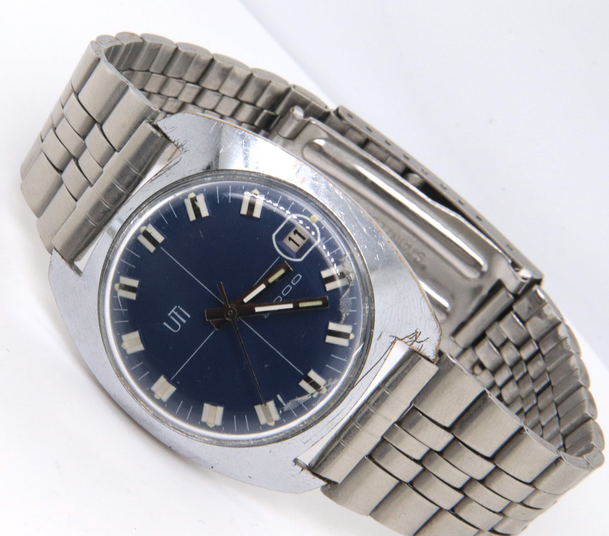 Voumard Back Set Winding Crown Blue Dial Watch