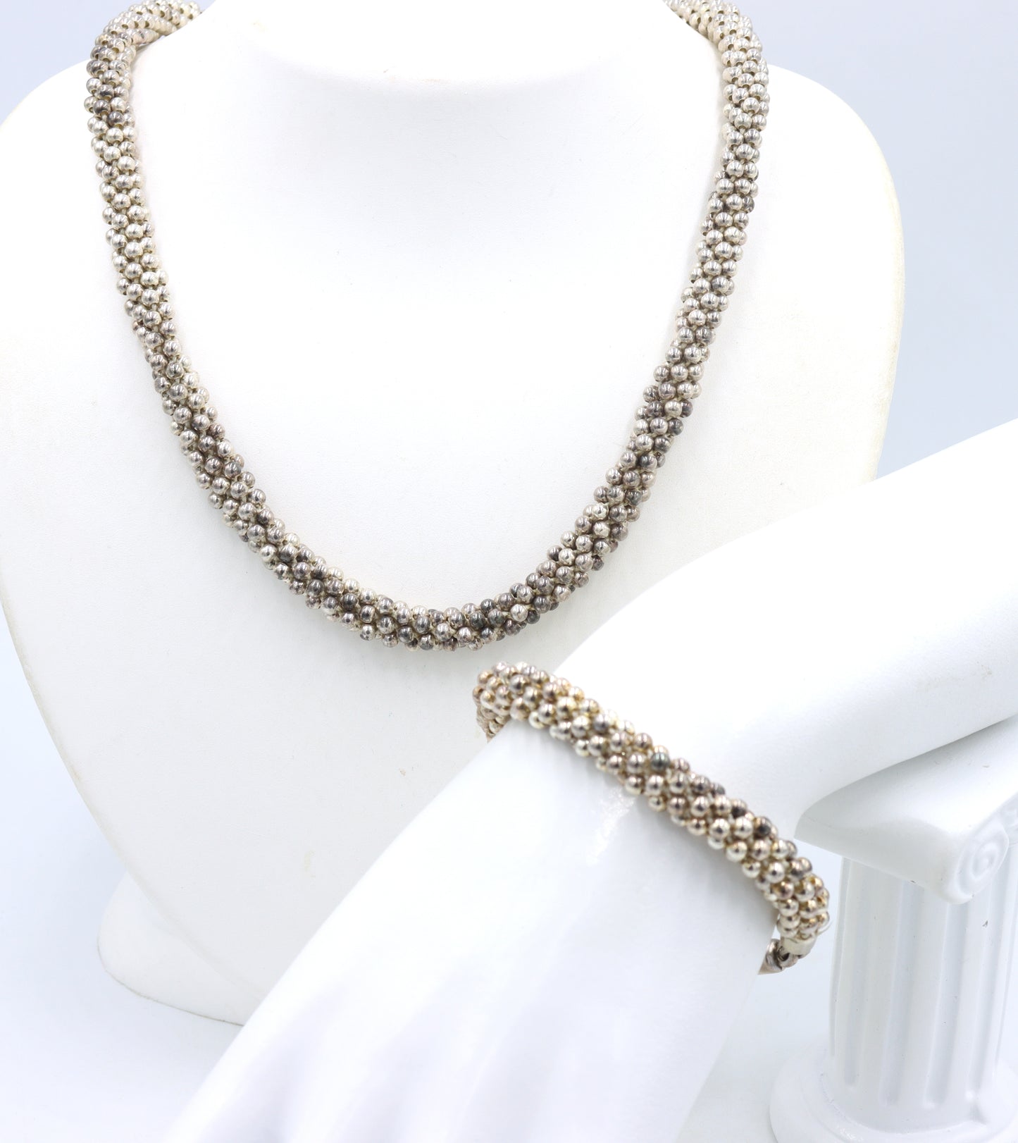 Set of Vintage 925 sterling silver necklace and matching bracelet
