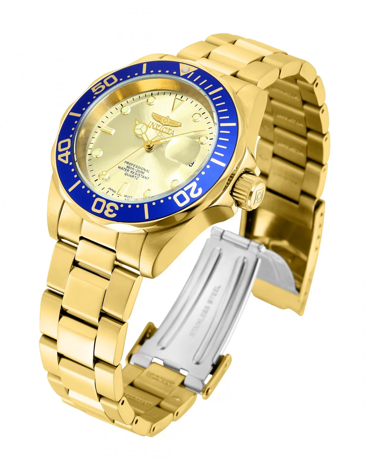 Invicta Men's Pro Diver Quartz 3 Hand Gold Dial Watch