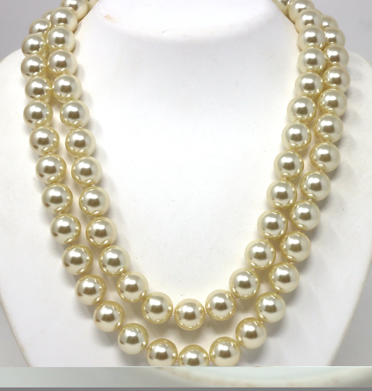 Camrose and Kross European faux pearl double row necklace with Swarovski crystal