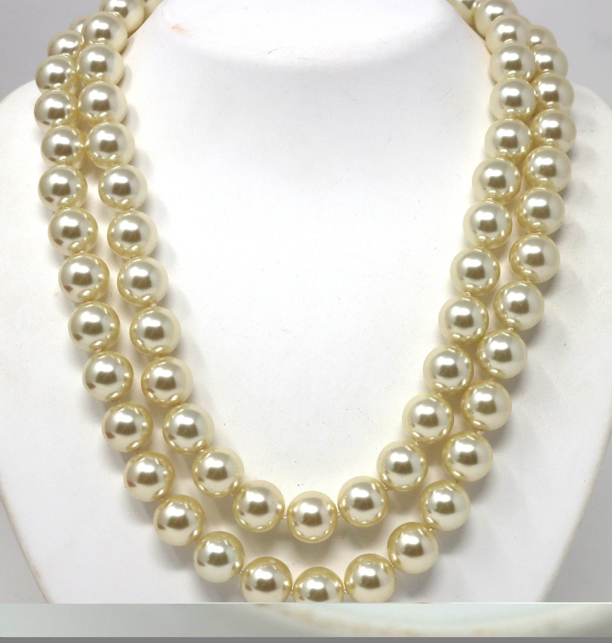 Camrose and Kross European faux pearl double row necklace with Swarovski crystal