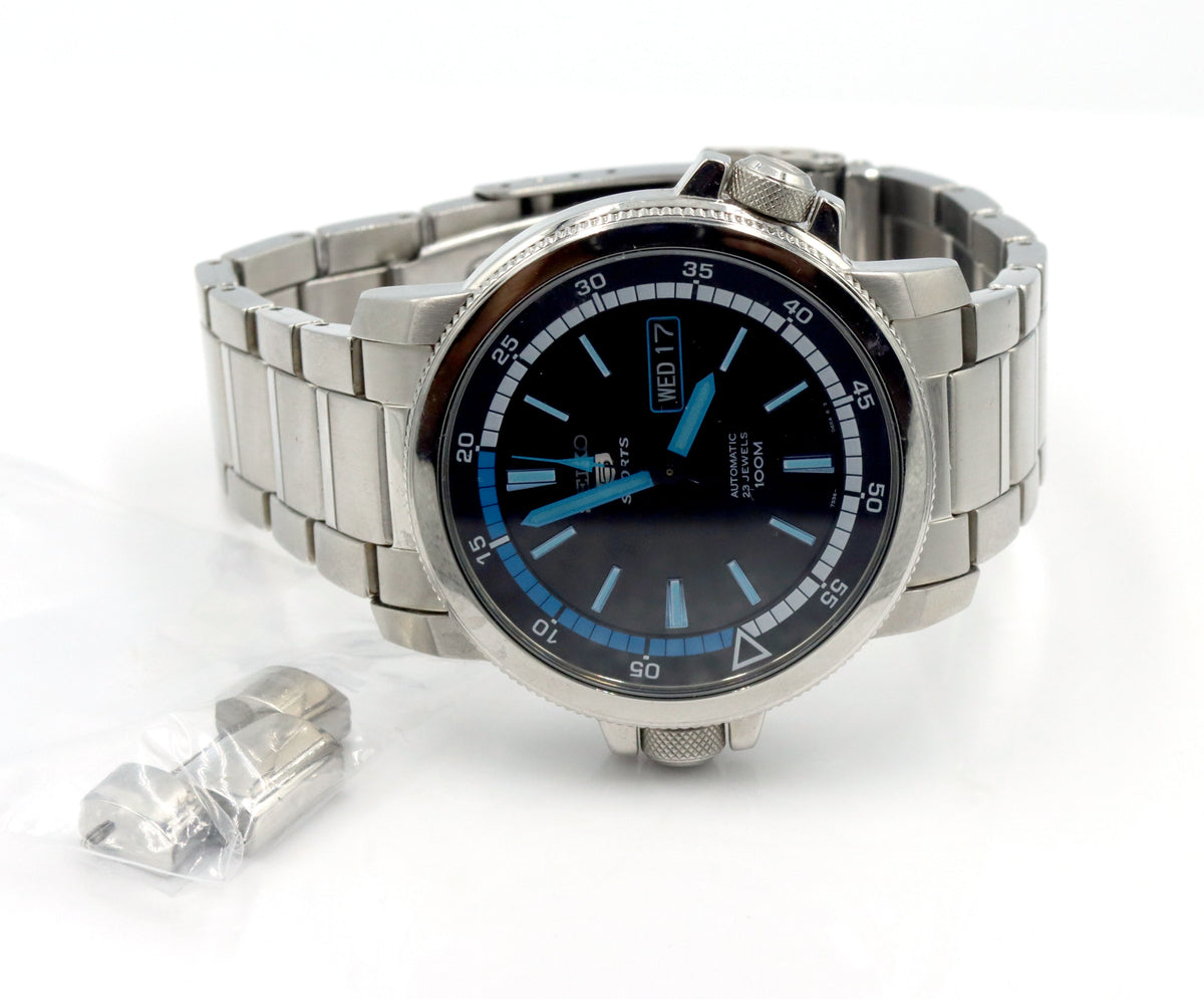 Seiko sport black dial automatic watch
