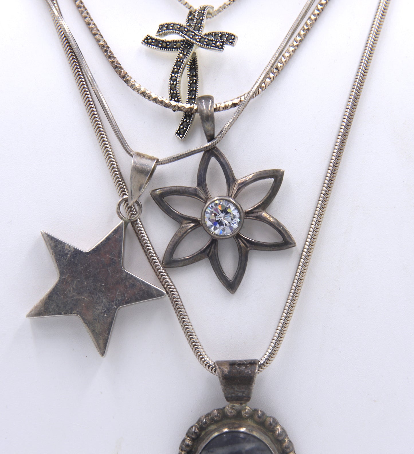 Group lot of 4 vintage 925 sterling silver necklaces