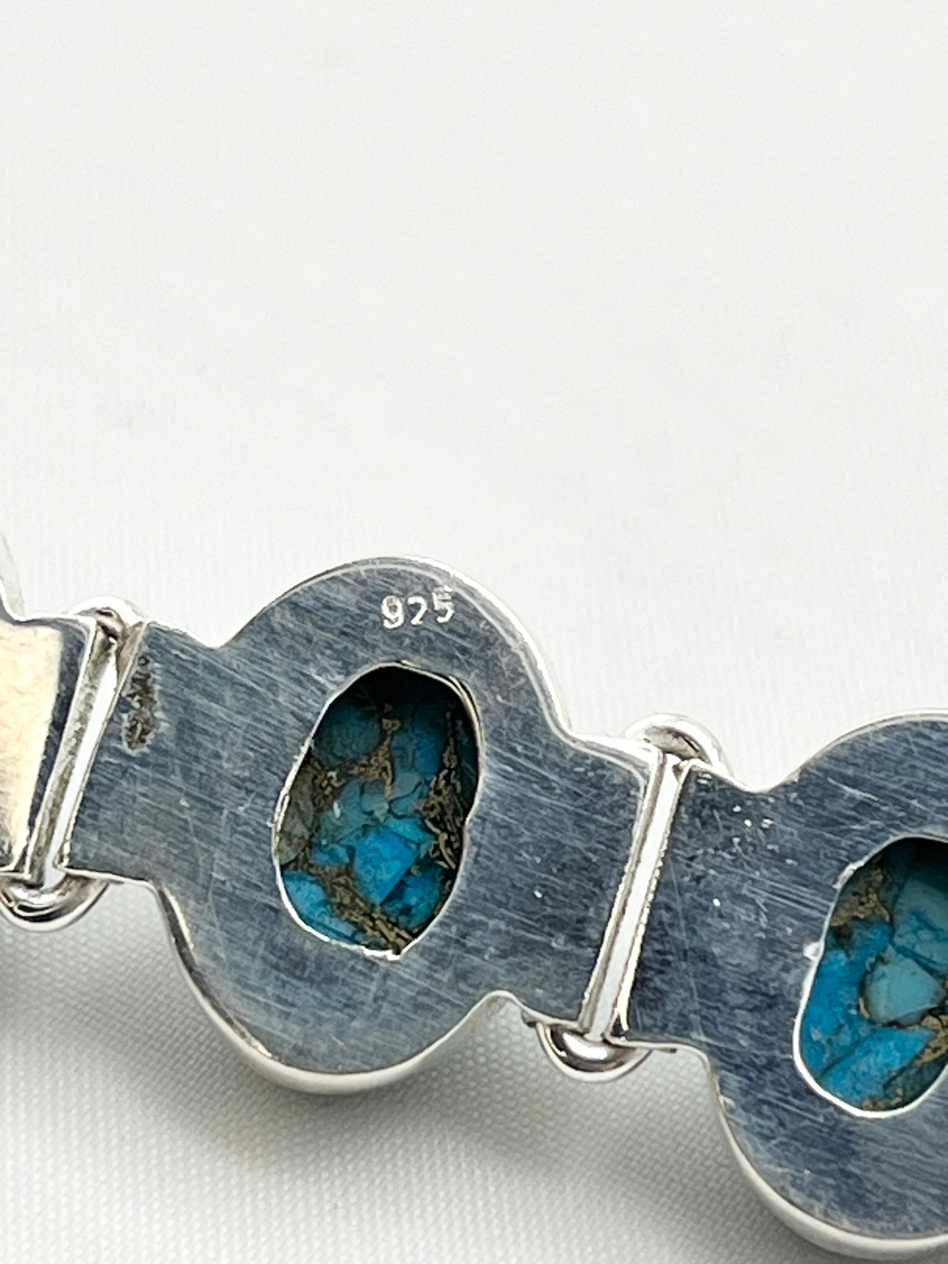 925 Sterling Silver Oval Turquoise Link Bracelet