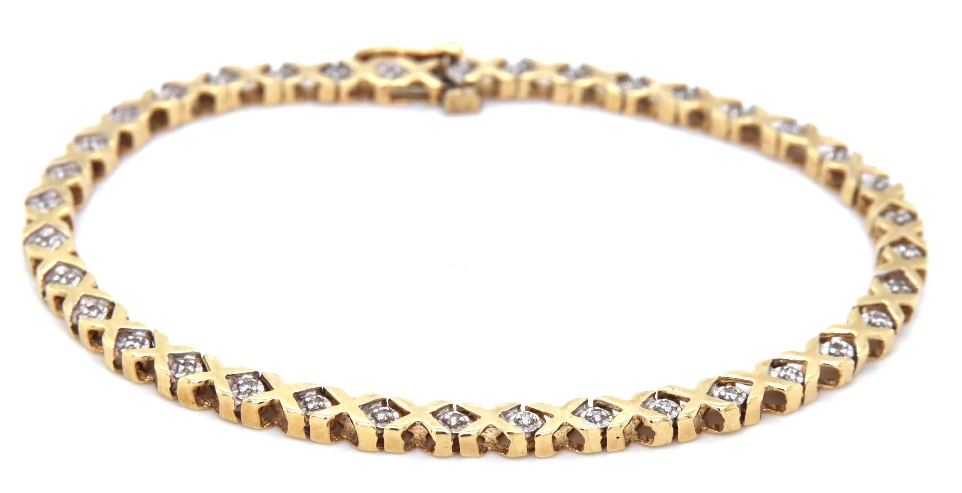 10kt Yellow gold diamond X link bracelet