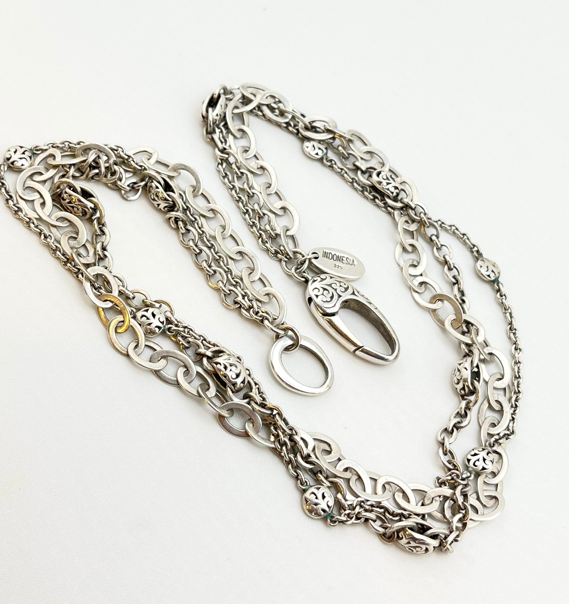 925 Sterling Silver Vintage Rare Lois Hill Multi Strands Chain Style Necklace
