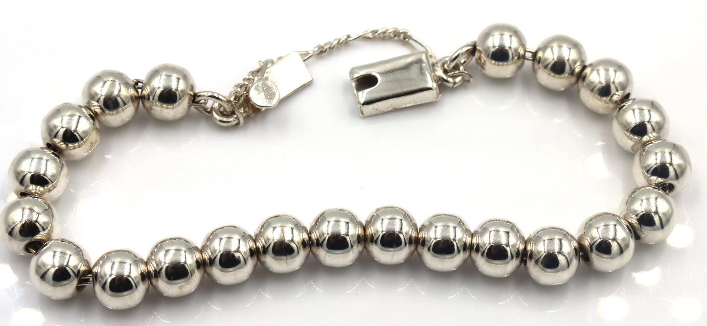 925 Sterling silver Mexico signed silver ball bracelet