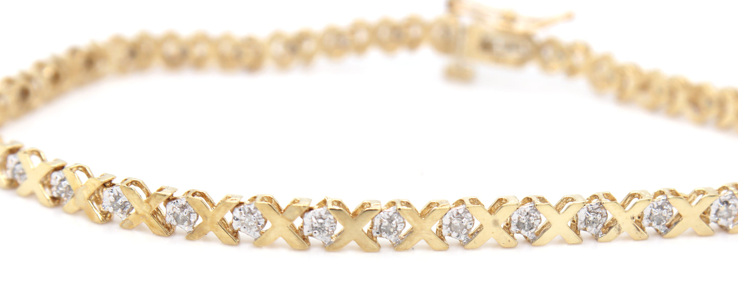 10kt Yellow gold diamond X link bracelet