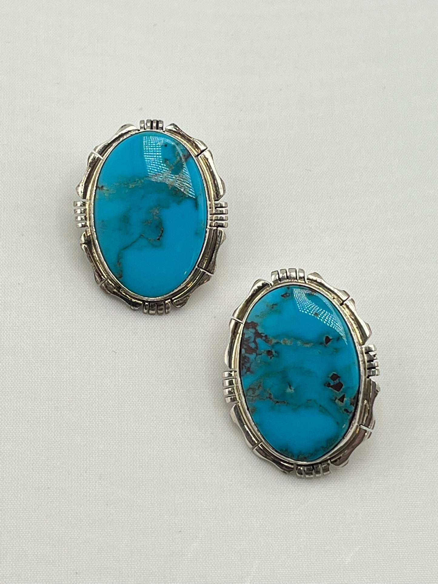 925 Sterling Silver Native American Navajo Turquoise Earrings