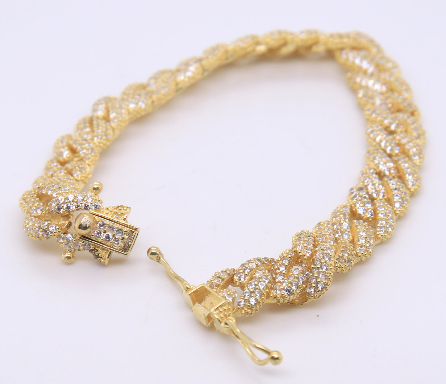Sterling Silver Cubic Zirconia Curb Link Bracelet