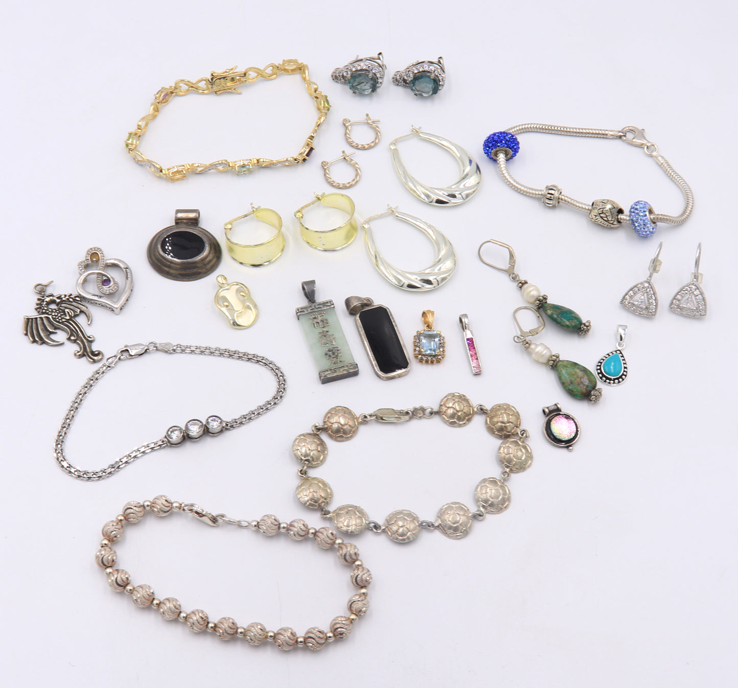 Group Lot of Vintage 925 Sterling Silver Miscellaneous Jewelry