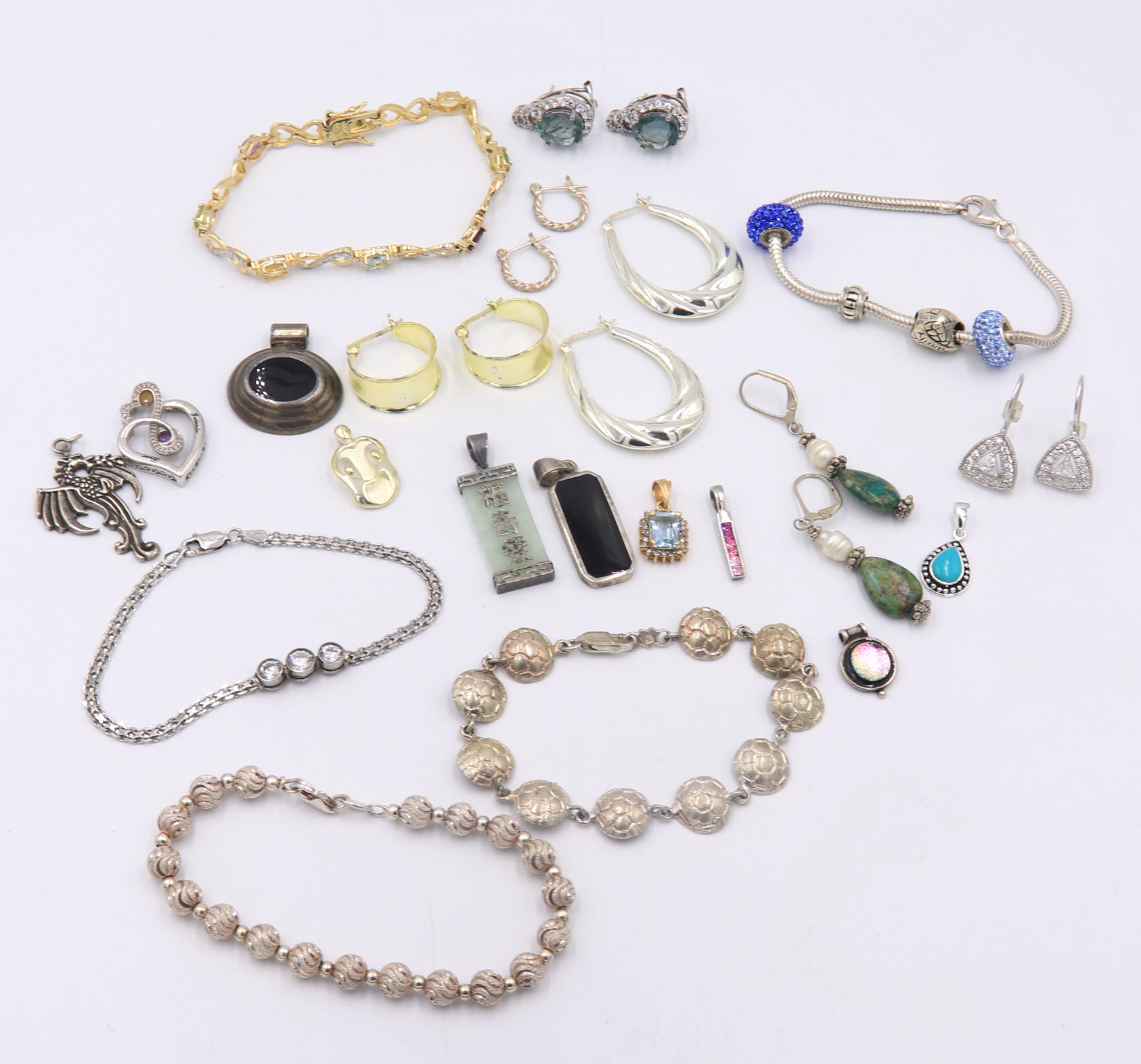 Group Lot of Vintage 925 Sterling Silver Miscellaneous Jewelry