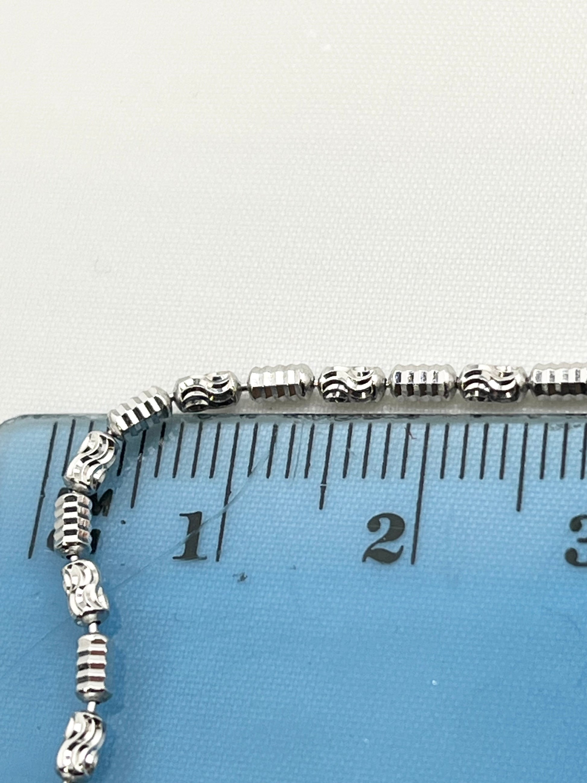 925 Sterling Silver Diamond Cut Barrel Link Chain Necklace