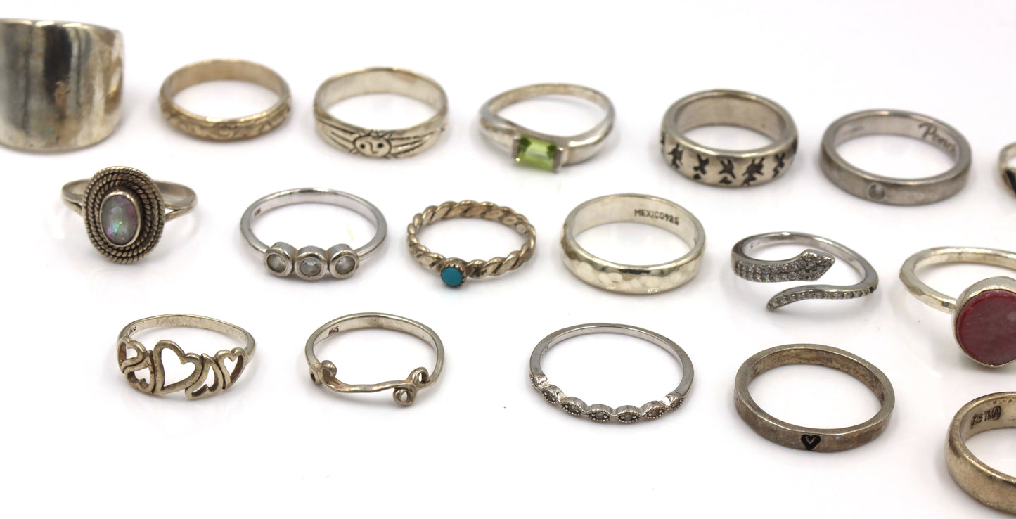 Group lot of Vintage 925 sterling silver rings