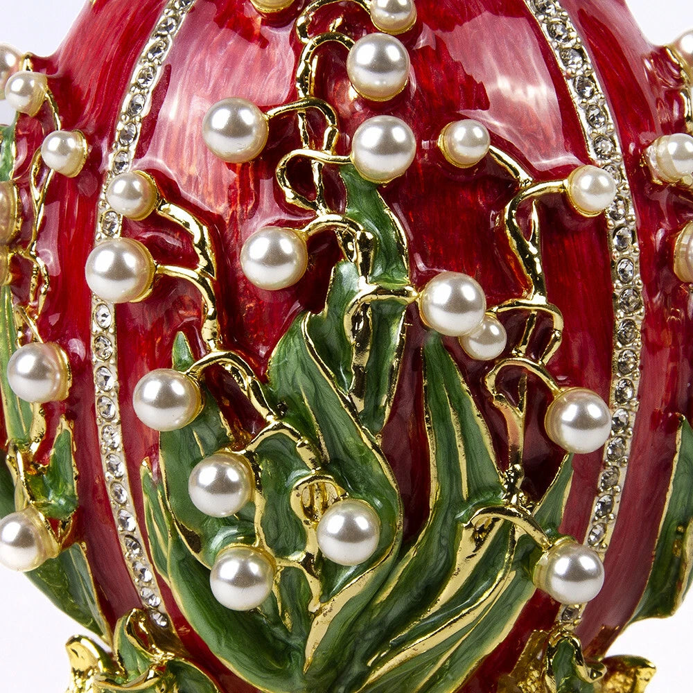 Red Lily of the Valley Fabergé Egg Replica – Perfect Easter or Collectible Gift