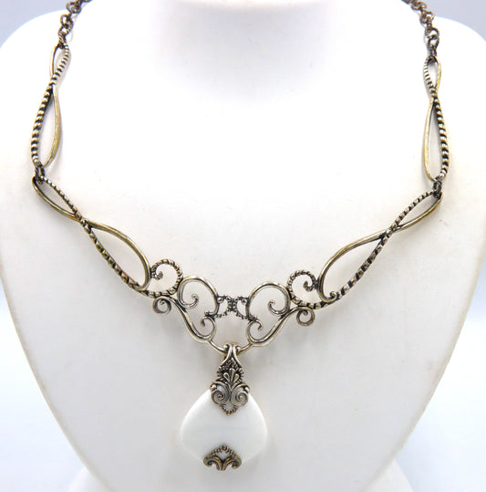 Carolyn Pollack signed Vintage 925 sterling silver Baroque style necklace