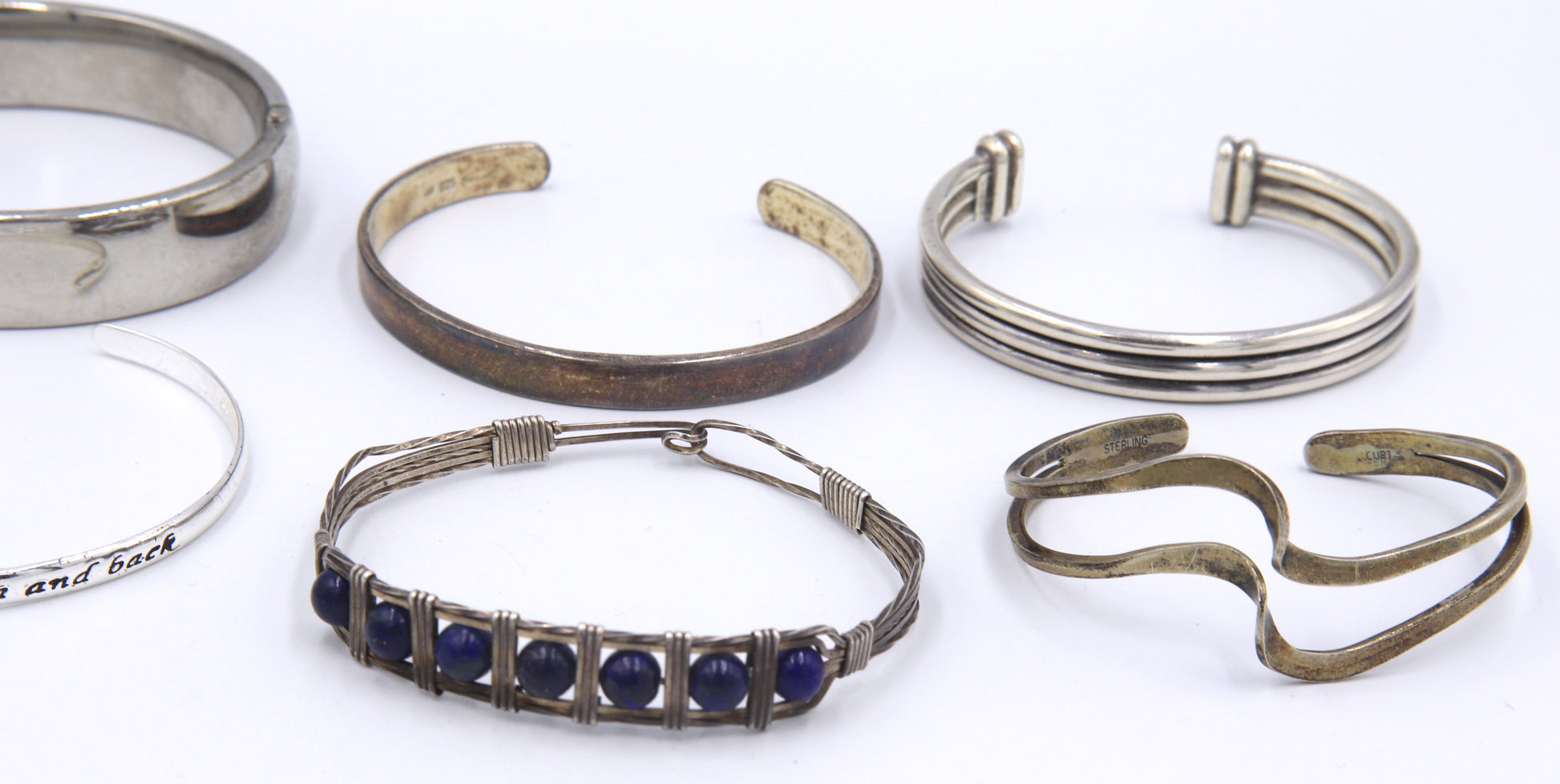 Group lot of vintage 925 sterling silver bangles