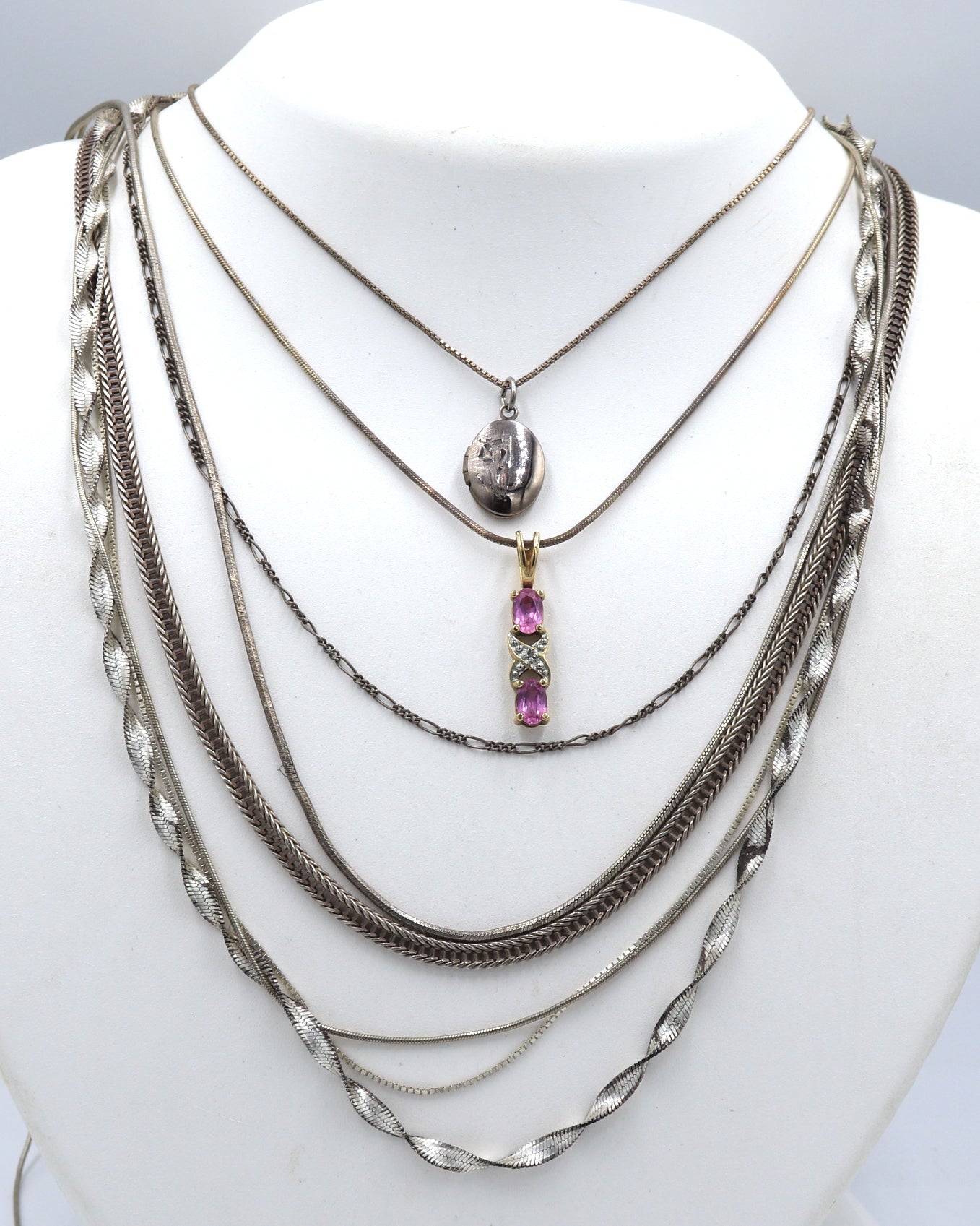 Group lot of 8 Vintage 925 sterling silver necklaces