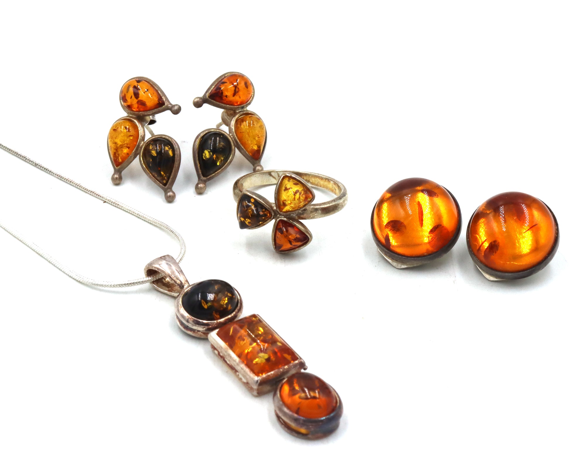 Group lot of Vintage 925 sterling silver amber mixed jewelry