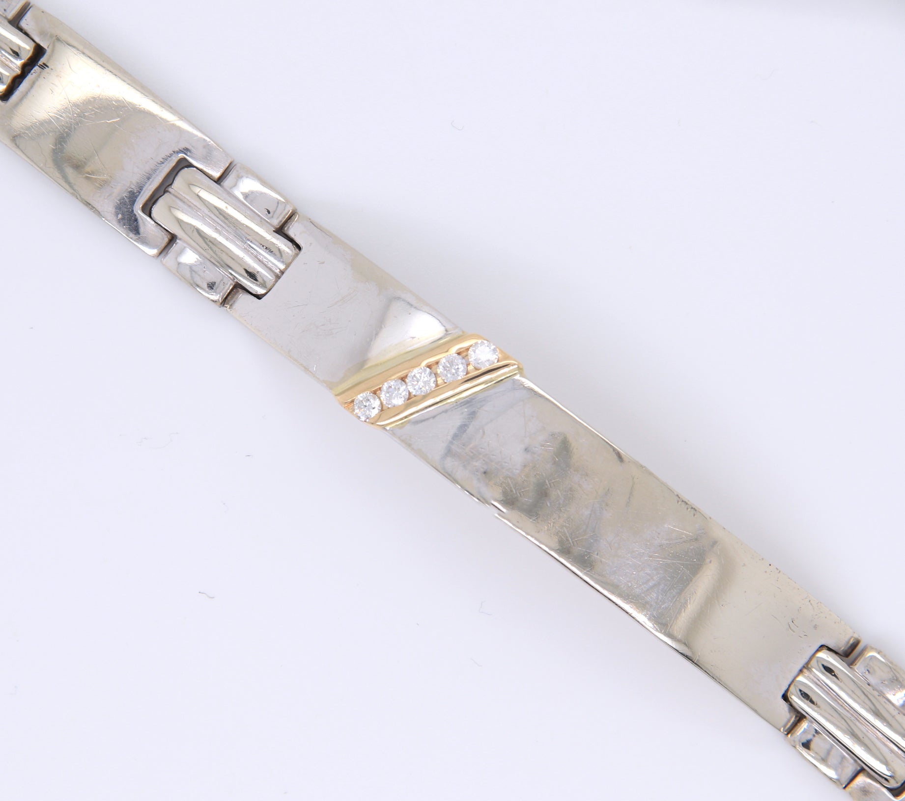 Incredible White Gold Bar Link Diamond Men's Bracelet