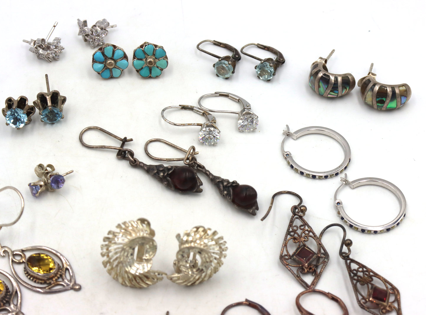 Vintage 925 sterling silver group lot of earrings