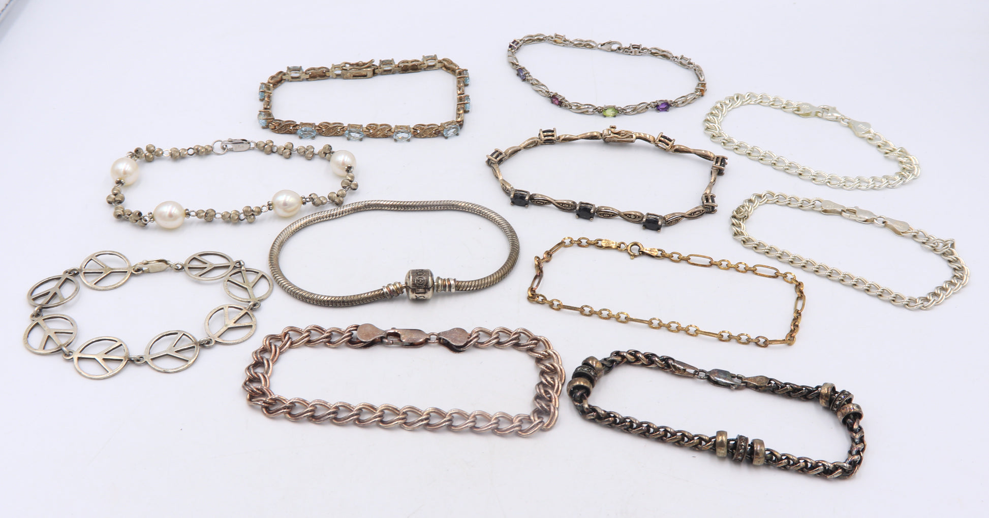 Group Lot of 11 Vintage 925 Sterling Silver Bracelets