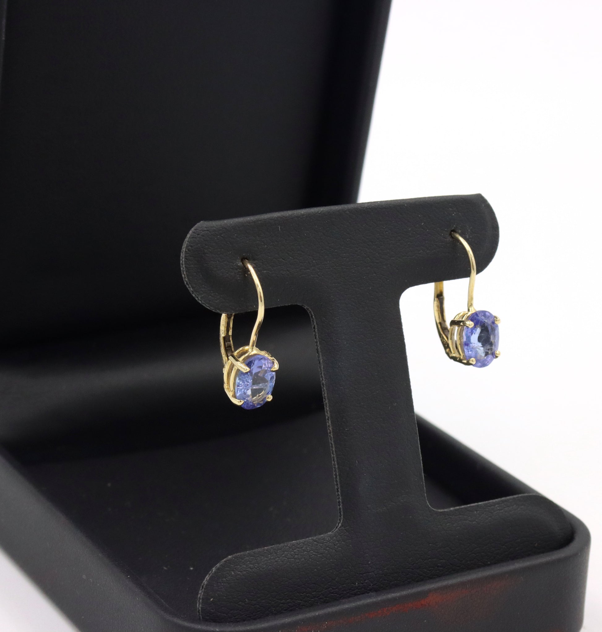 14kt Yellow gold oval Tanzanite earrings