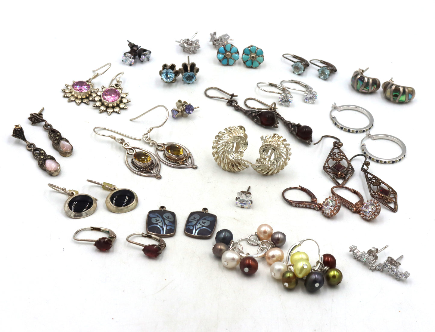 Vintage 925 sterling silver group lot of earrings