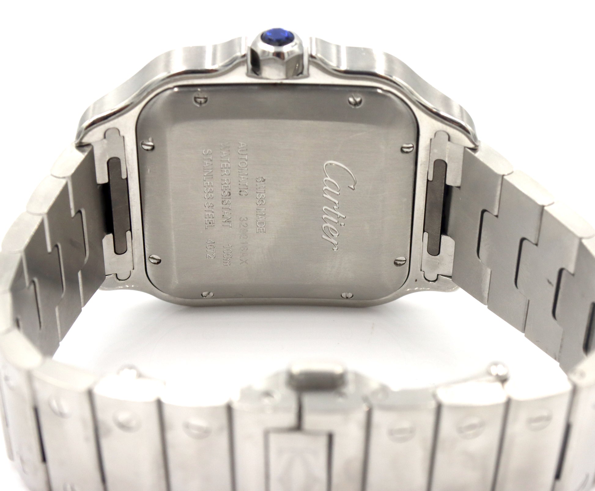 Cartier Santos date stainless steel watch