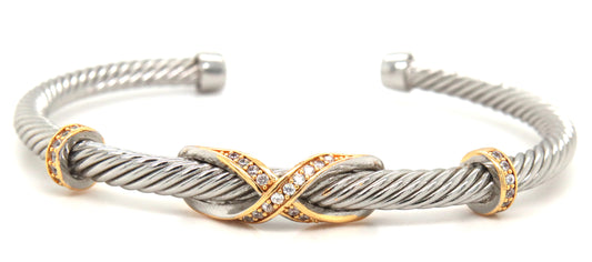 Stainless steel cross over cuff bangle
