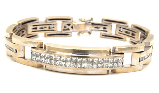 18KT White Gold Princess Cut Diamond Link Bracelet 8.25 Inches with Certificate