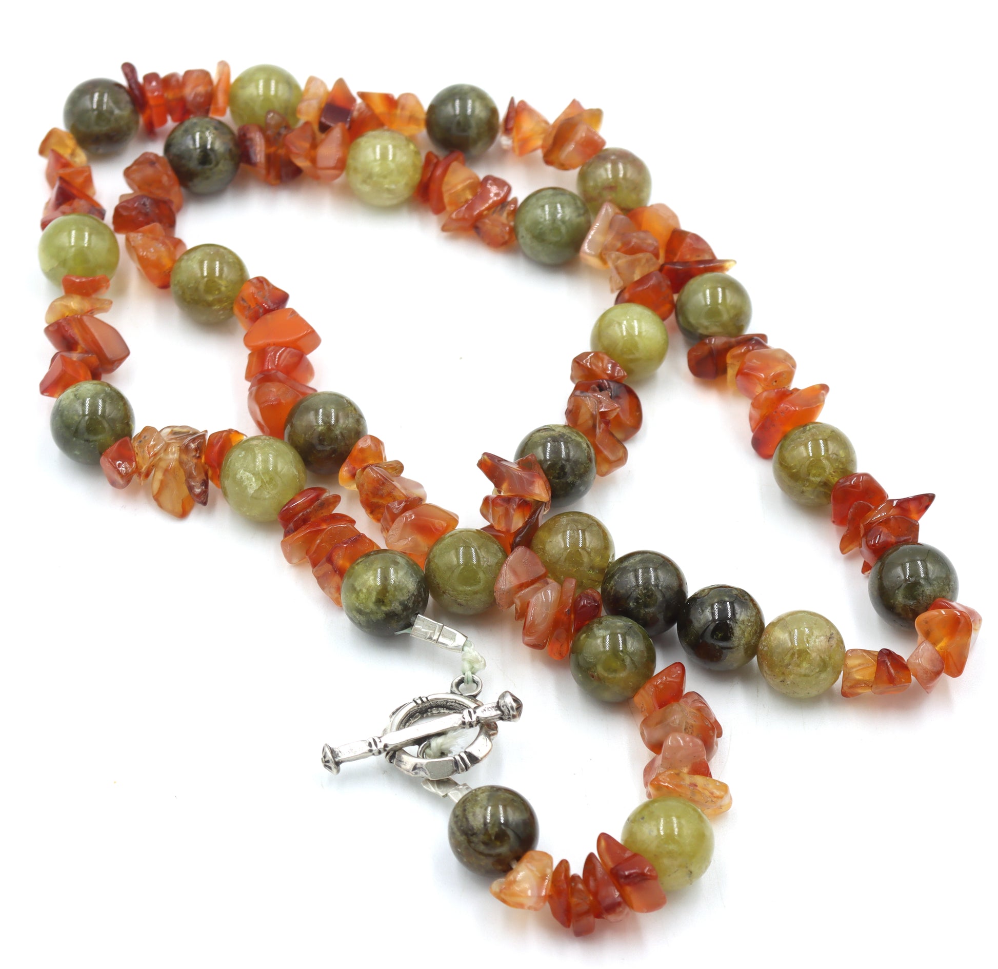 Set of Amber and Jade necklace with dangle earrings