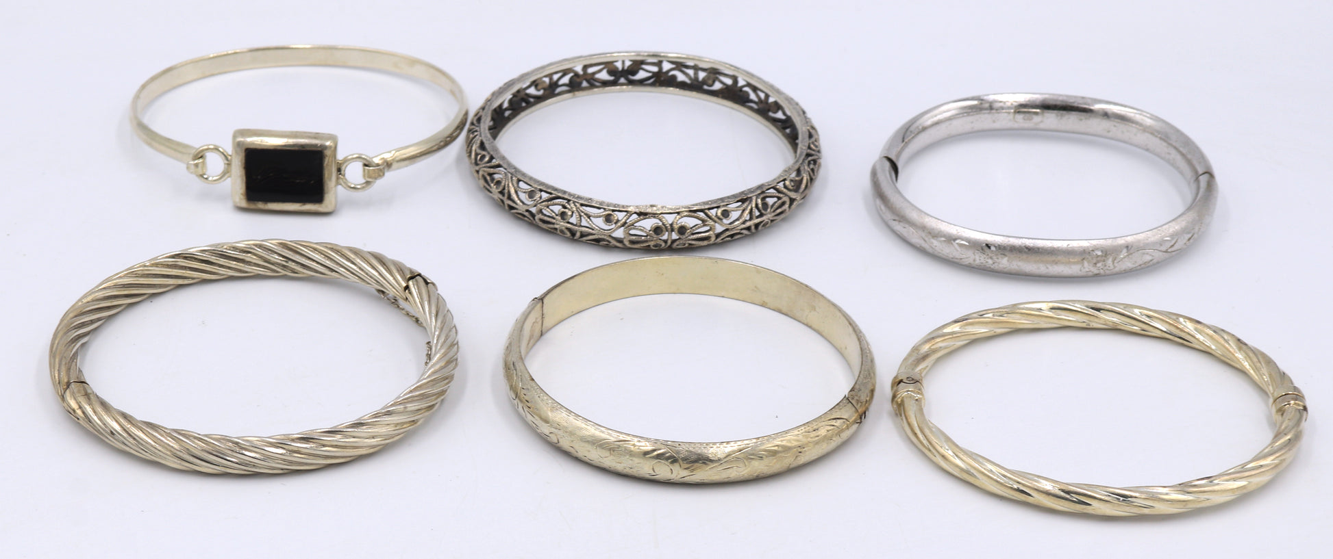 Group lot of vintage 925 sterling silver bangles