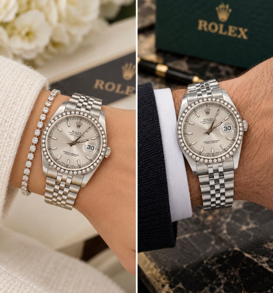 Lady's Rolex Datejust stainless steel watch with after market diamond bezel
