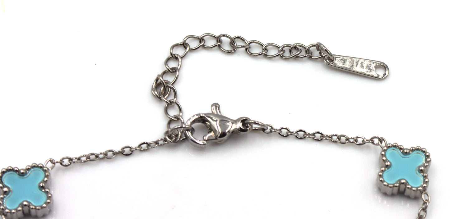 Blue stone stainless steel adjustable bracelet