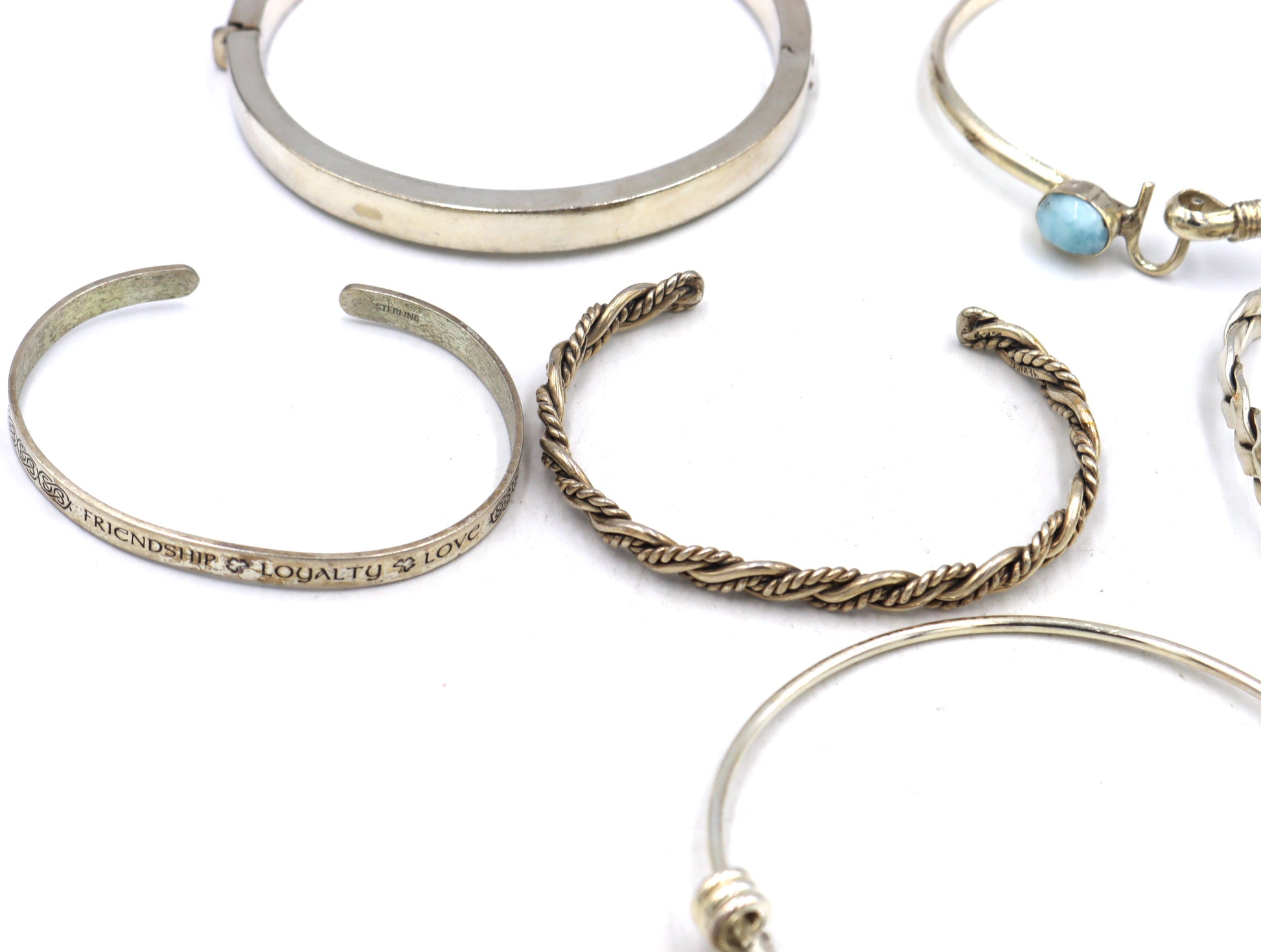 Group lot of 6 Vintage 925 sterling silver bangles