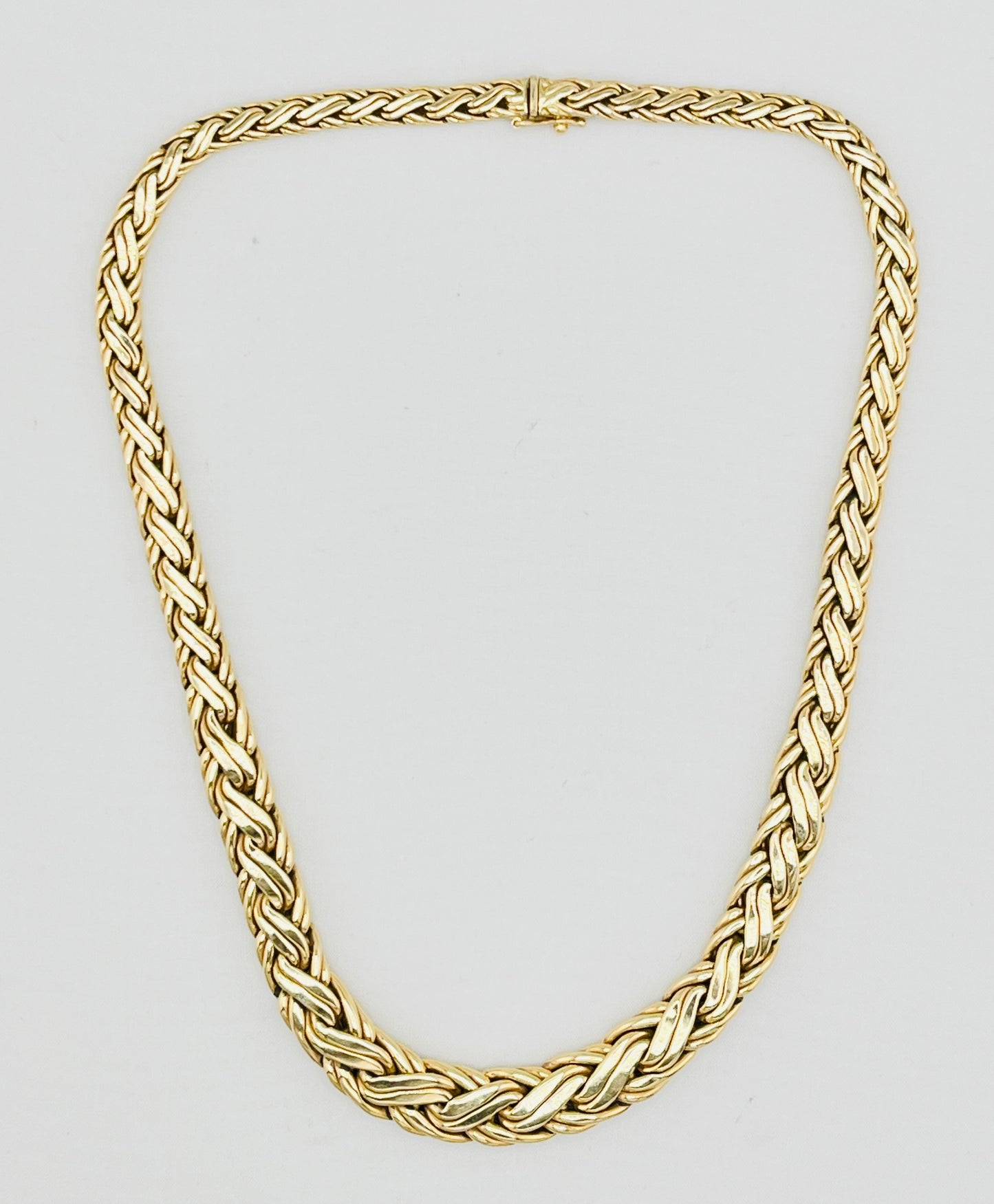 Vintage Tiffany& Co 14KT Yellow Gold Graduated Thick Woven Link Necklace