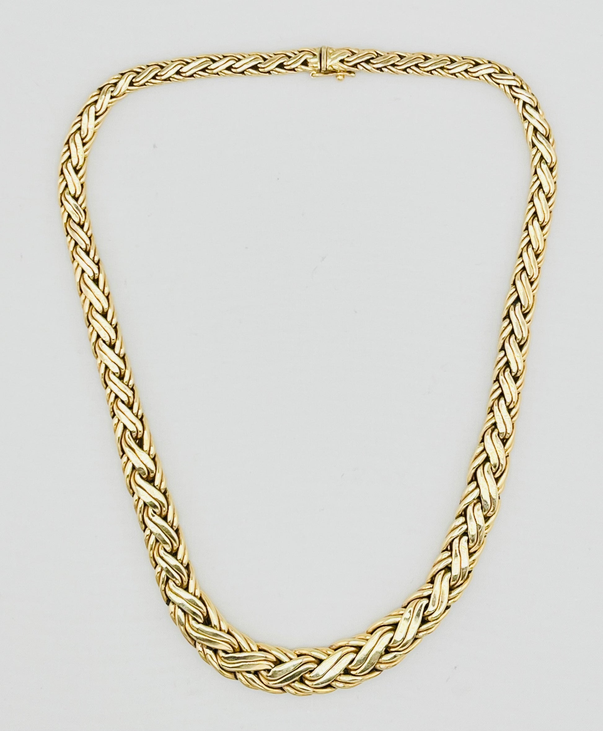 Vintage Tiffany& Co 14KT Yellow Gold Graduated Thick Woven Link Necklace