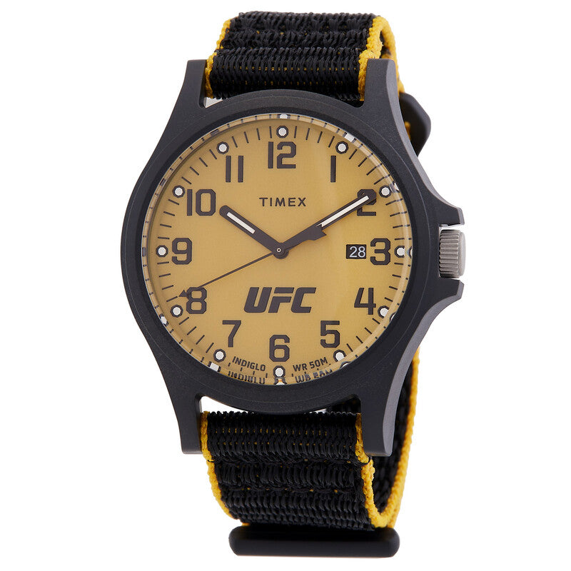 Timex UFC Apex Mens Quartz Yellow Dial Black and Yellow Fabric Strap Watch