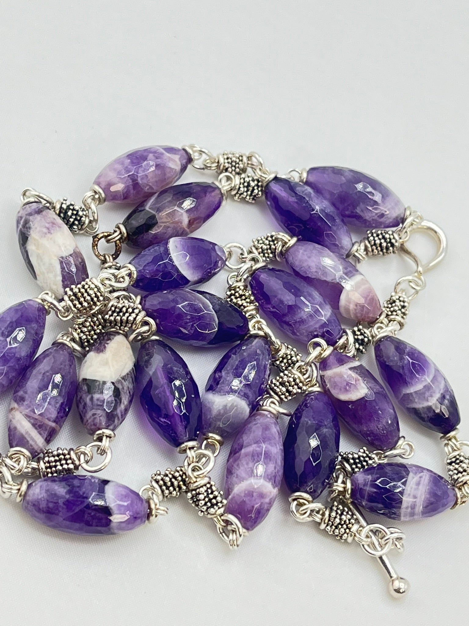 925 Sterling Silver Michael Dawkins Starry Night Amethyst Station Necklace