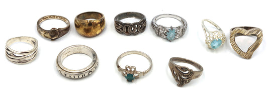 Group lot of Vintage 925 sterling silver rings