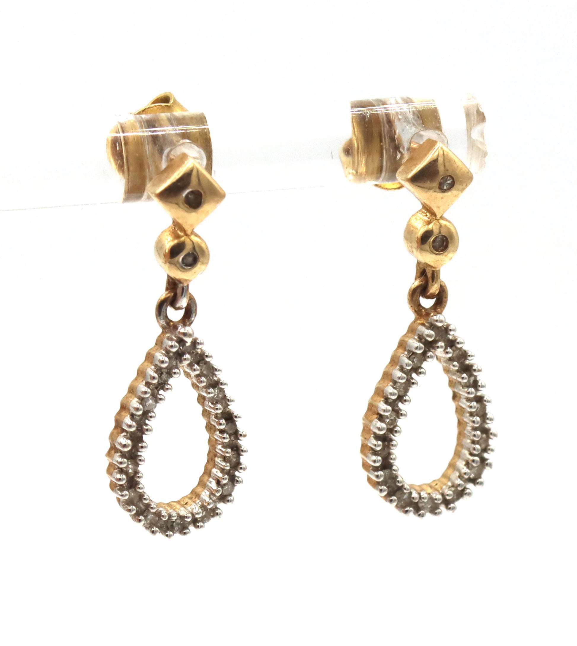 10kt Yellow gold diamond dangle earrings